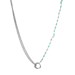 Nomination Collana Op-Heart In Acciaio Doppio, Argento 925 E Cristalli Verde Acqua