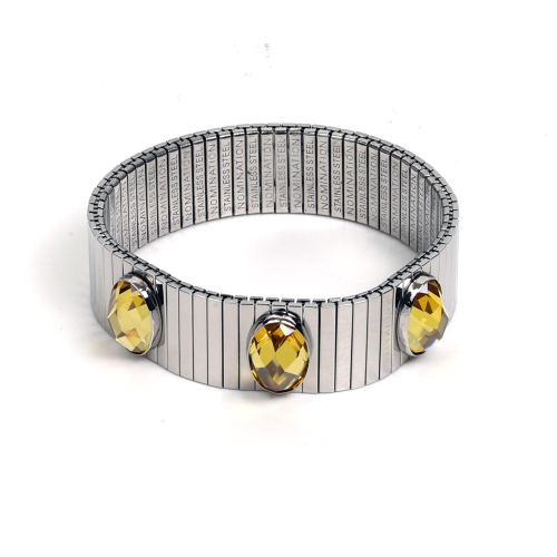 Nomination Bracciali Op-Xte Xl Piatti In Acciaio E 3 Pietre Giallo