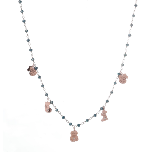 Nomination Collana Op - Fantasia In Acciaio Fin. Rosa E Rosario In Argento 925 Blu