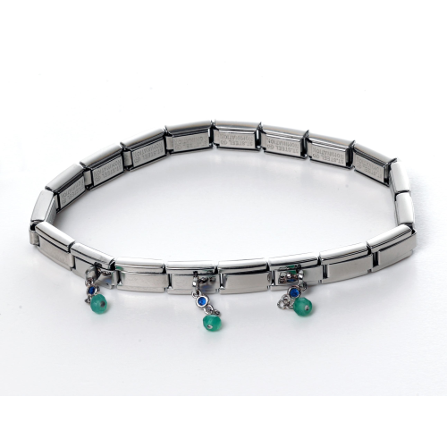 Nomination Bracciale Composable Smarty Op-Silver In Acciaio, Argento 925 E Pietre Pendenti Blu/Verde