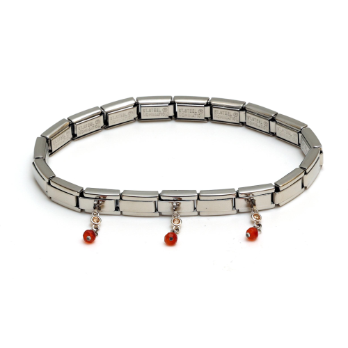 Nomination Bracciale Composable Smarty Op-Silver In Acciaio, Argento 925 E Pietre Pendenti Arancio/Arancio