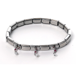 Nomination Bracciale Composable Smarty Op-Silver In Acciaio, Argento 925 E Pietre Pendenti Rosso/Bianco