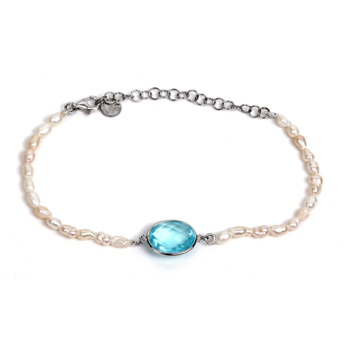 Nomination Bracciale Op-Silver In Acciaio, Argento 925 E Pietra Celeste