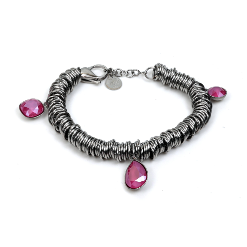 Nomination Bracciale Allure Ed. Rio Acciaio Cerchi 3 Crystal (Grande) Fucsia