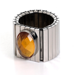 Nomination Anello Estensibile Op-Xte Xl Piatti In Acciaio E Pietre Arancione