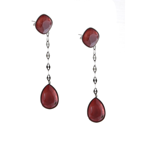 Nomination Orecchini Allure Ed. Rio In Acciaio E 2 Crystal (Lobo Lunghi) Rosso Corallo