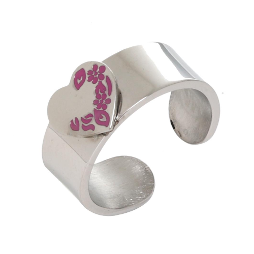 Nomination Anello Op-Heart In Acciaio E Smalto Rosa Misura 14