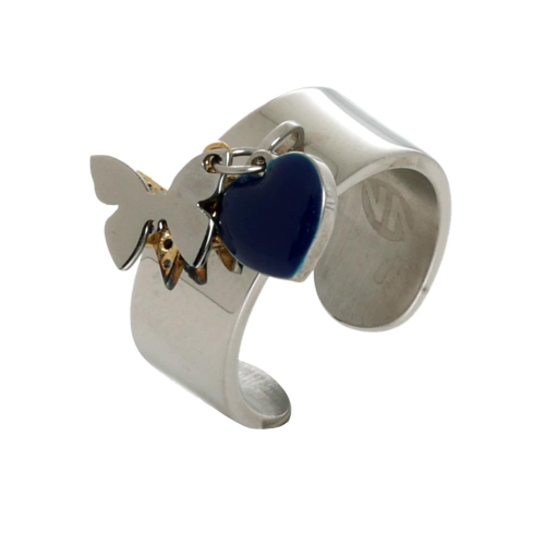 Nomination Anello Op-Heart In Acciaio, Argento 925 E Smalto Blu Misura 14