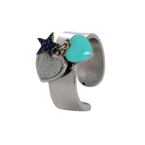 Nomination Anello Op-Heart In Acciaio, Argento 925 E Smalto Aquamarina Misura 12