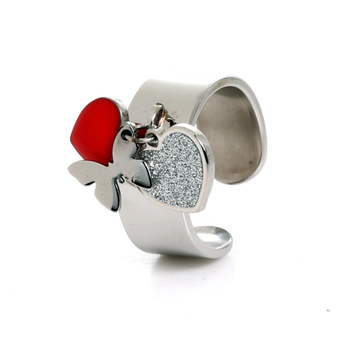 Nomination Anello Op-Heart In Acciaio, E Smalto Rosso Misura 16