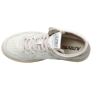 Autry Scarpe Sneakers Medalist Mid Wom In Pelle Bianca Effetto Pitonato Donna