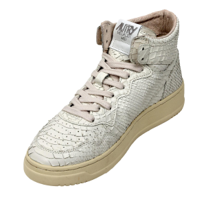 Autry Scarpe Sneakers Medalist Mid Wom In Pelle Bianca Effetto Pitonato Donna