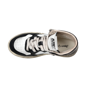 Autry Scarpe Sneakers Medalist Super Vintage Pelle Bianca Nera Silver Donna 37