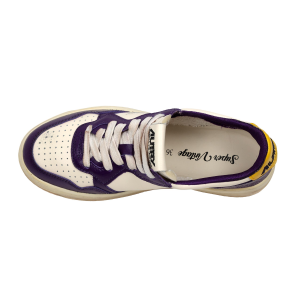 Autry Scarpe Sneakers Medalist Super Vintage Low In Pelle Crema Purple Yellow