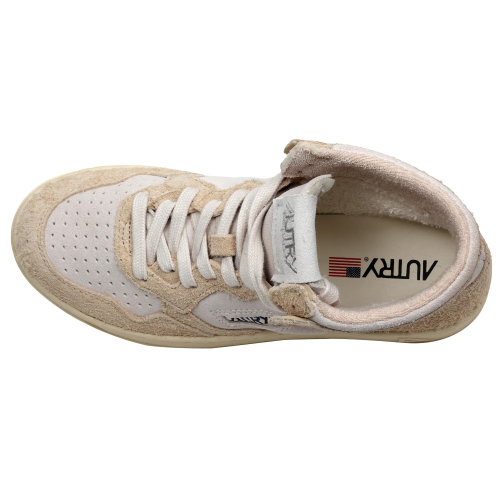 Autry Scarpe Sneakers Medalist Mid Bicolor In Pelle Scamosciata Bianca Crema 35