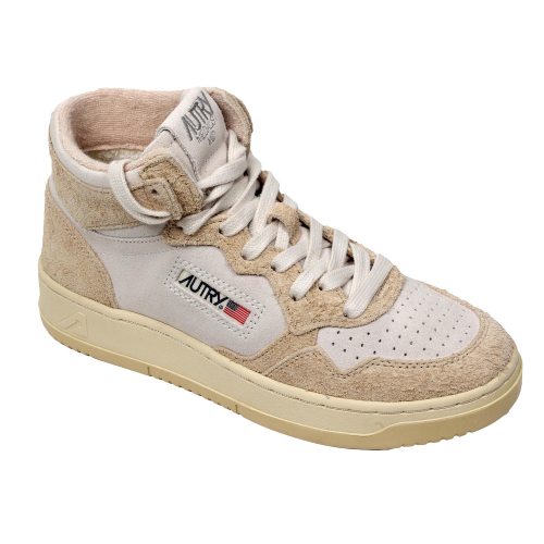 Autry Scarpe Sneakers Medalist Mid Bicolor In Pelle Scamosciata Bianca Crema 35