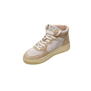 Autry Scarpe Sneakers Medalist Mid Bicolor In Pelle Scamosciata Bianca Crema 35