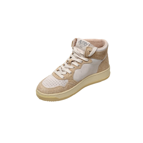 Autry Scarpe Sneakers Medalist Mid Bicolor In Pelle Scamosciata Bianca Crema 35