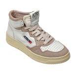 Autry Scarpe Sneakers Medalist Mid In Pelle Bianca Inserti Suede Beige Donna 35