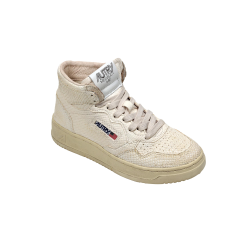 Autry Scarpe Sneakers Medalist Mid Wom In Pelle Bianca Effetto Snake Donna 36