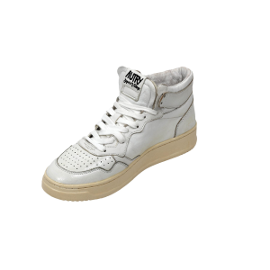 Autry Scarpe Sneakers Medalist In Pelle Bianca Con Trattamento Lucido Donna