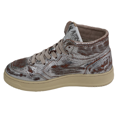 Autry Scarpe Sneakers Medalist Mid Wom In Pelle Silver Effetto Pitonato Donna