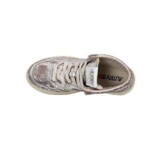 Autry Scarpe Sneakers Medalist Mid Wom In Pelle Silver Effetto Pitonato Donna