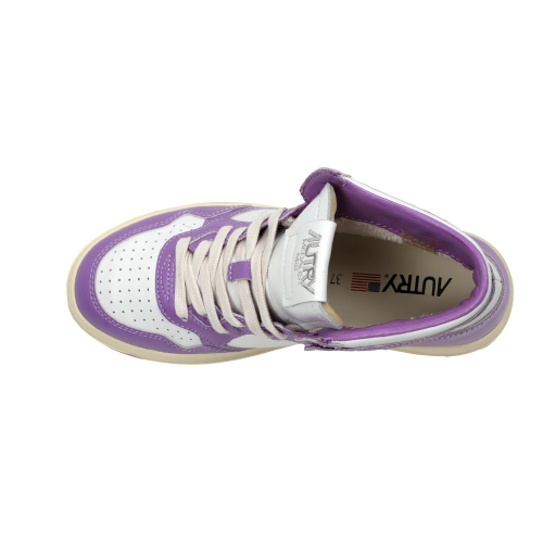 Autry Scarpe Sneakers Medalist Mid Bicolor In Pelle Bianca E Lilla Donna