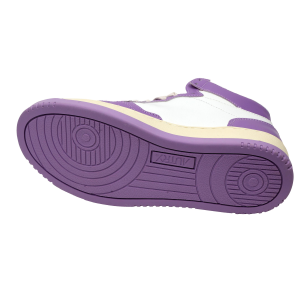 Autry Scarpe Sneakers Medalist Mid Bicolor In Pelle Bianca E Lilla Donna