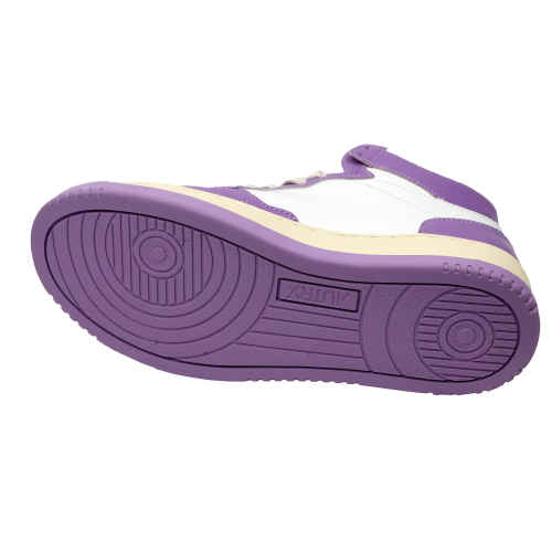 Autry Scarpe Sneakers Medalist Mid Bicolor In Pelle Bianca E Lilla Donna