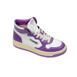 Autry Scarpe Sneakers Medalist Mid Bicolor In Pelle Bianca E Lilla Donna