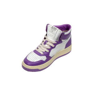 Autry Scarpe Sneakers Medalist Mid Bicolor In Pelle Bianca E Lilla Donna