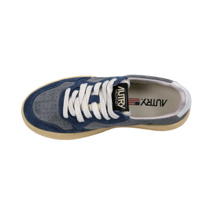 Autry Medalist Low Wom Scarpe Sneakers In Pelle Scamosciata Blu E Grey Donna 36