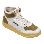 Autry Scarpe Sneakers Medalist Mid Bicolor In Pelle Bianca E Beige Donna