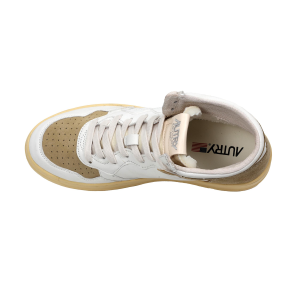 Autry Scarpe Sneakers Medalist Mid Bicolor In Pelle Bianca E Beige Donna 40