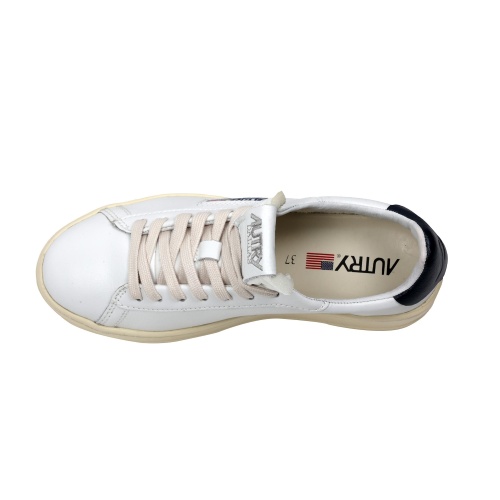 Autry Scarpe Sneakers Dallas Low Vintage In Pelle Bianca Inserto Nero Donna 35