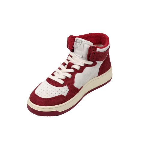 Autry Scarpe Sneakers Medalist Mid In Pelle Bianca E Rossa Scamosciata Donna 40