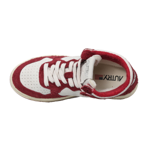 Autry Scarpe Sneakers Medalist Mid In Pelle Bianca E Rossa Scamosciata Donna 40