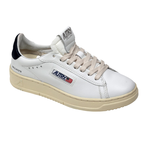 Autry Scarpe Sneakers Dallas Low Vintage In Pelle Bianca Inserto Nero Donna 35