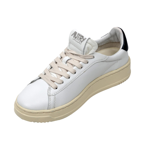 Autry Scarpe Sneakers Dallas Low Vintage In Pelle Bianca Inserto Nero Donna 35