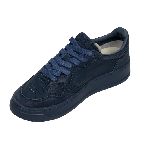Autry Medalist Low Wom Solid Goat Scarpe Sneakers In Pelle Blu Navy Donna