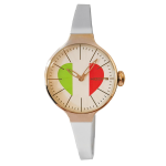 HOOPS OROLOGIO DONNA BIANCO/ARGENTO PICCOLO QUD. A CUORE TRICOLORE